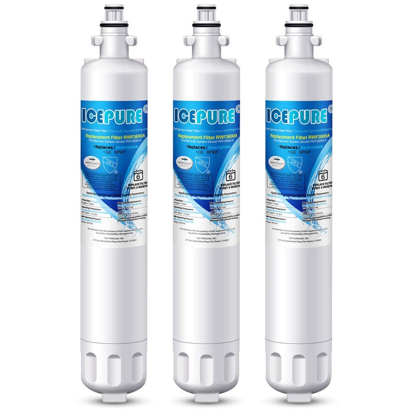 ICEPURE RPWF Refrigerator Water Filter, Replacement for GE RPWF, RWF1063, RWF3600A, WDS-RPWF, WSG-4, DWF-36, R-3600, AQF-RPWF, MPF15350, OPFG3-RF300, WF277, 3Pack - Image 1